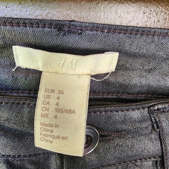 HM High Waist Skinny Jeans Leather 2 - Picture 3 of 4